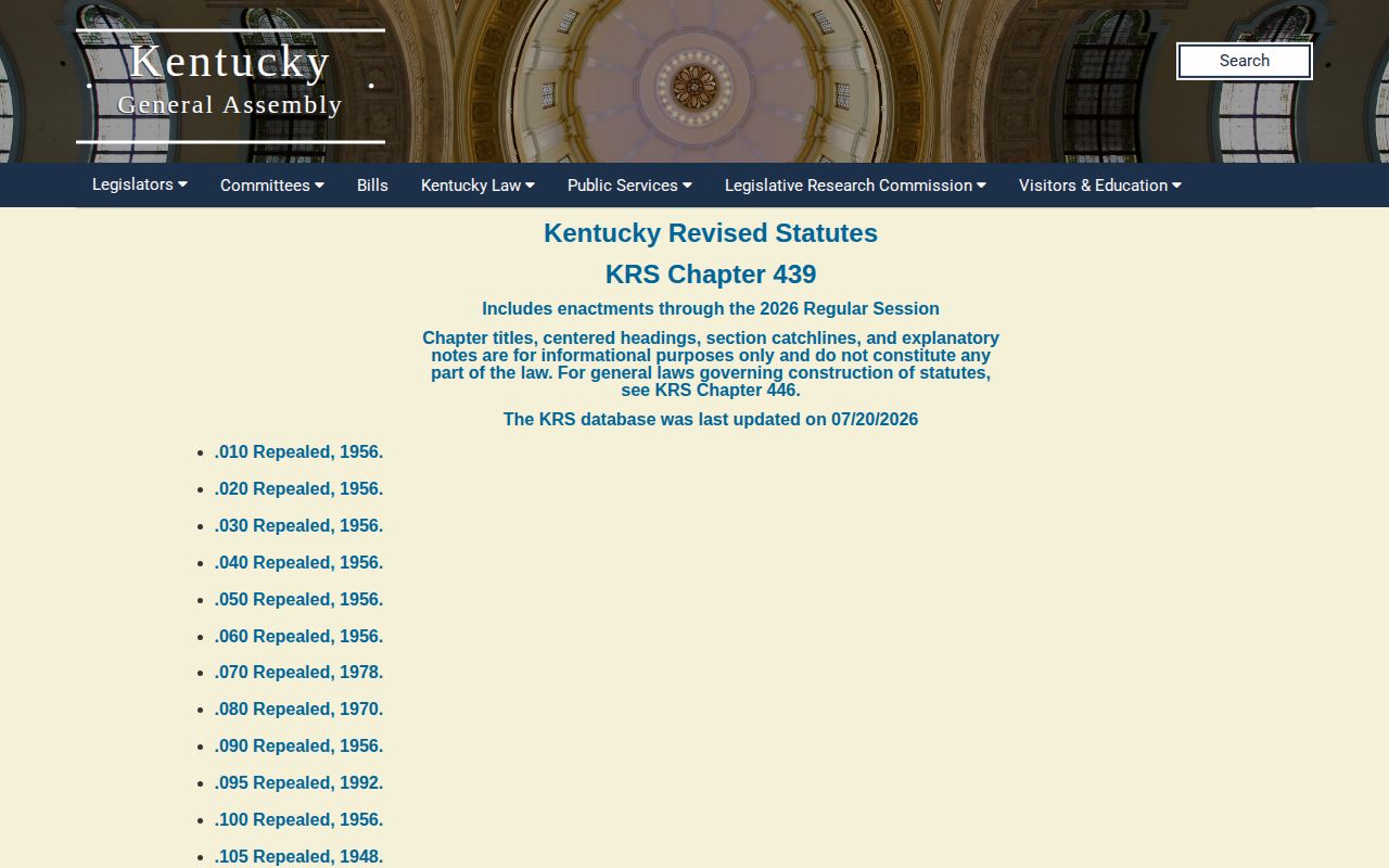 Taylor County projected release date Kentucky parole statutes